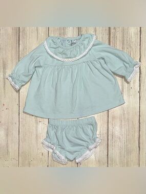 Three Sisters light sage bloomer set 3m baby girls boutique